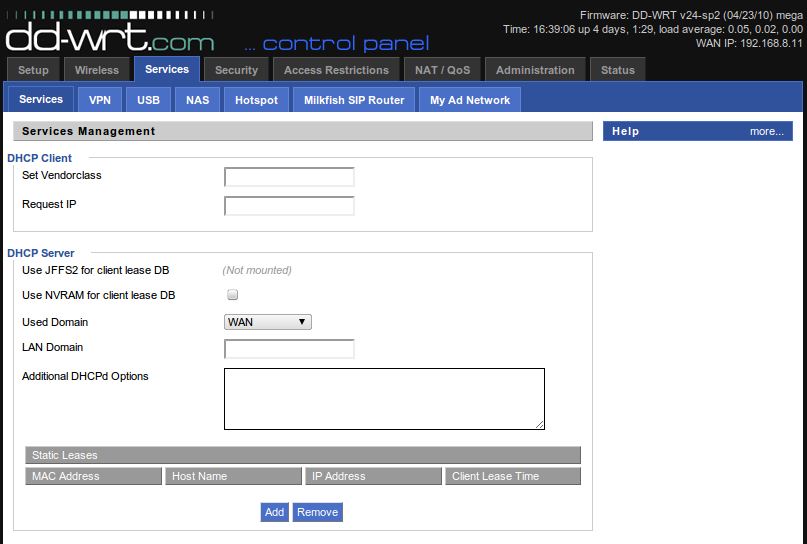 Administración web DD-WRT